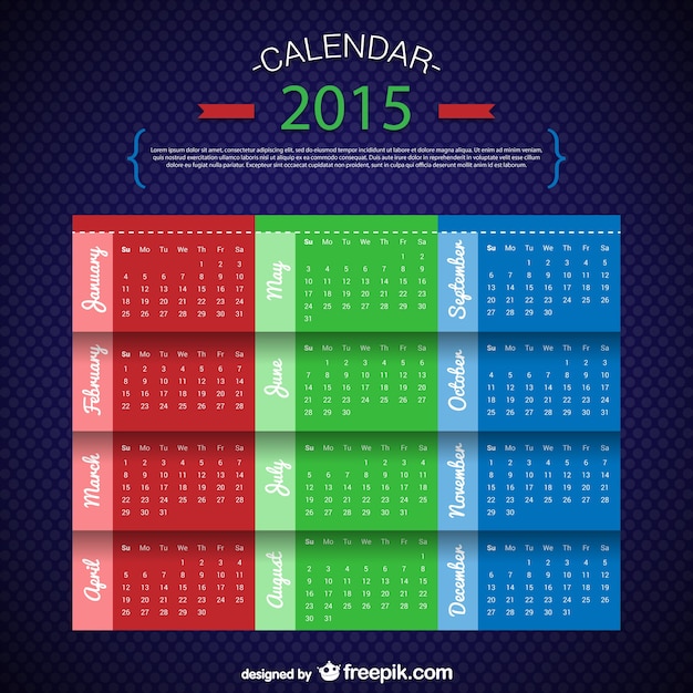 Three colors calendar template