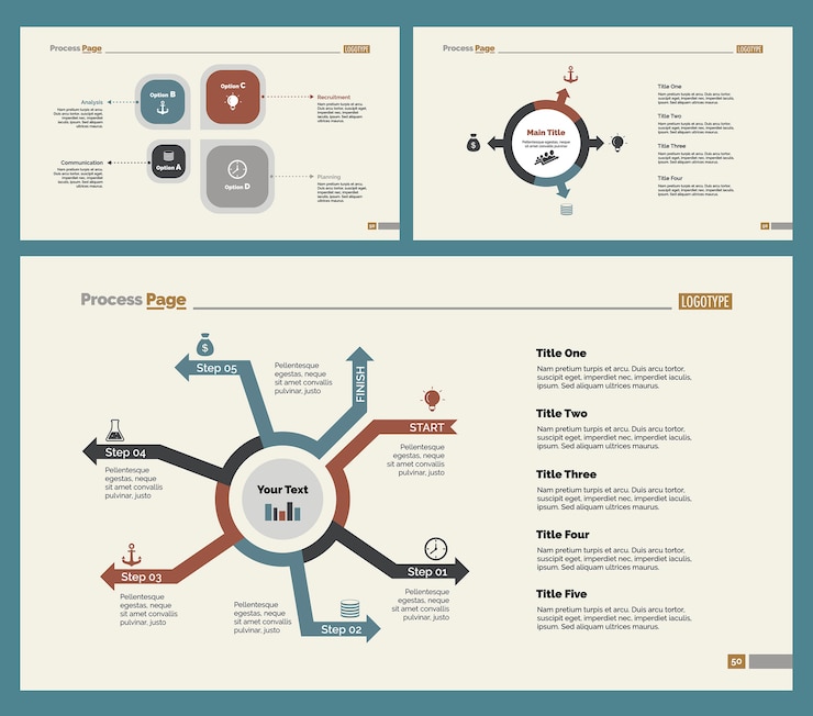Free Vector three consulting slide templates set