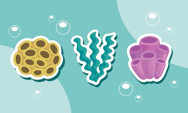 Three coral reef icons