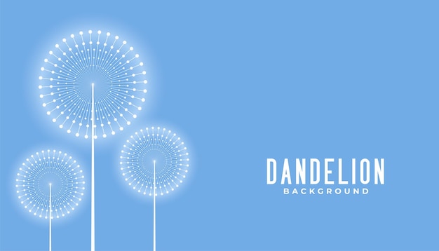 Three dandelion flower design in blue color background