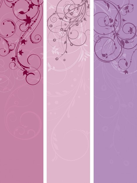 Three designs of floral panels in pastel shades