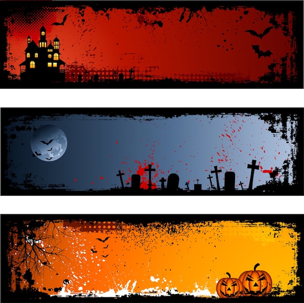 Three different spooky Halloween backgrounds