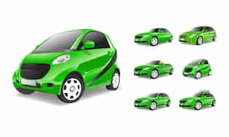 Free vector three dimensional image of green car isolated on white background