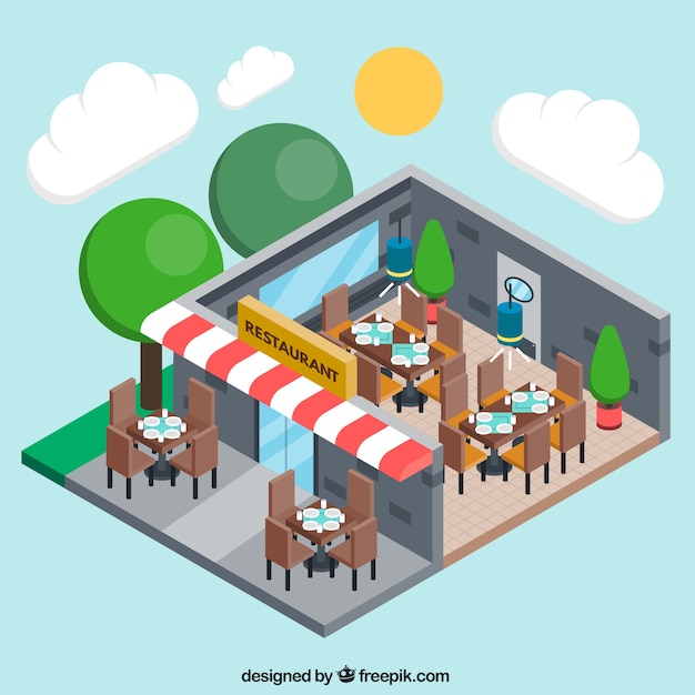 Free vector three dimensional restaurant