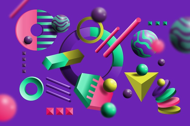 Three dimensional shapes floating background