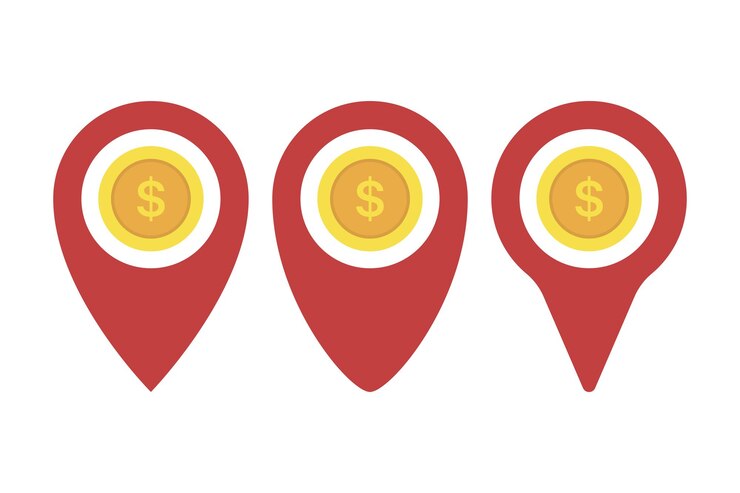 Free Vector three dollar location pins