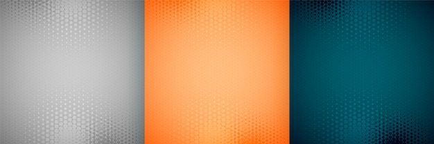 Free vector three empty halftone background set design pattern