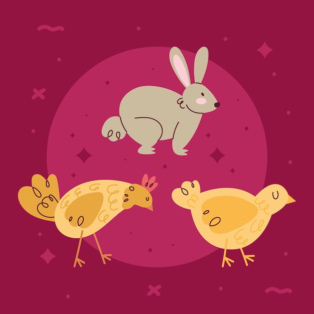 Free vector three farm animals