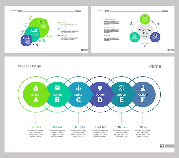 Free vector three finance slide templates set