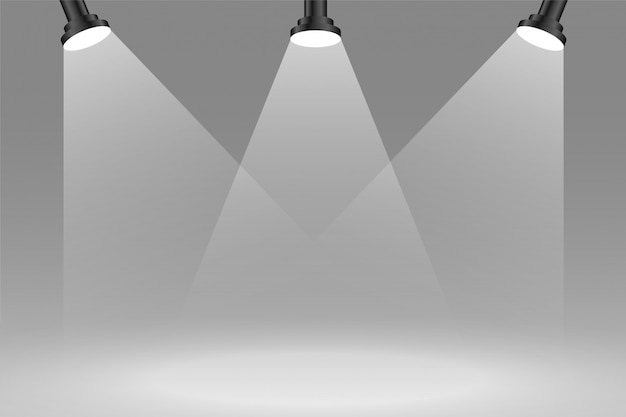 Free vector three focus sportlights background in gray color