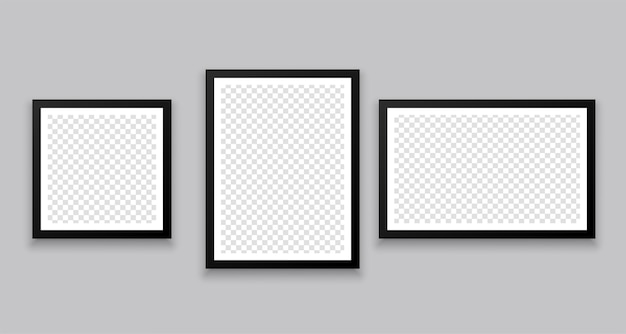 無料ベクター 異なるサイズの3つのギャラリーの壁スタイルのフォトフレーム