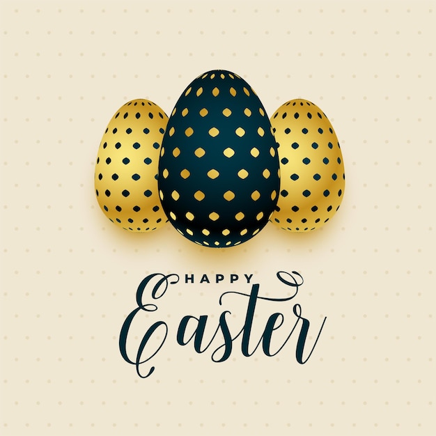 Three golden eggs easter greeting card