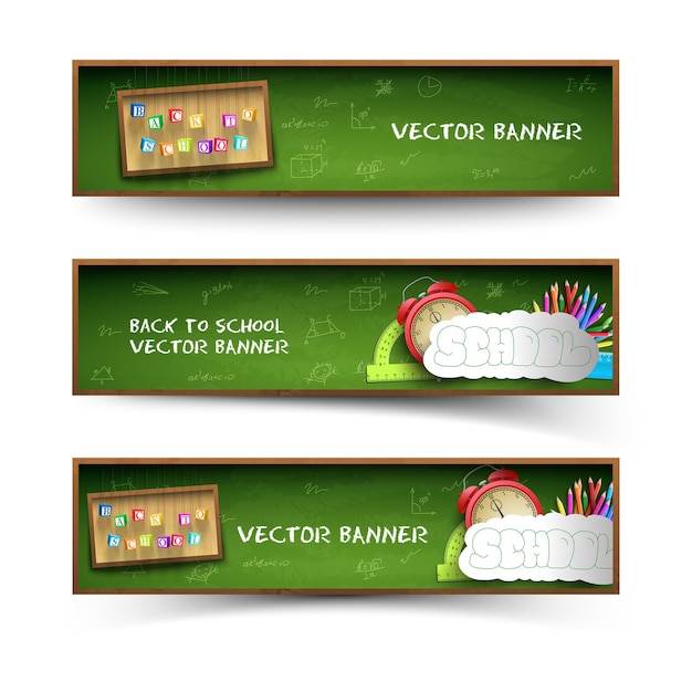 Three green school banner set