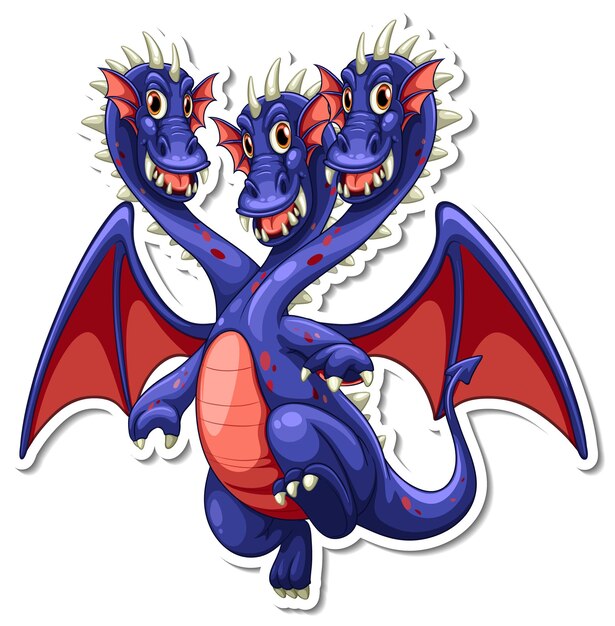 Наклейка с изображением трех голов дракона