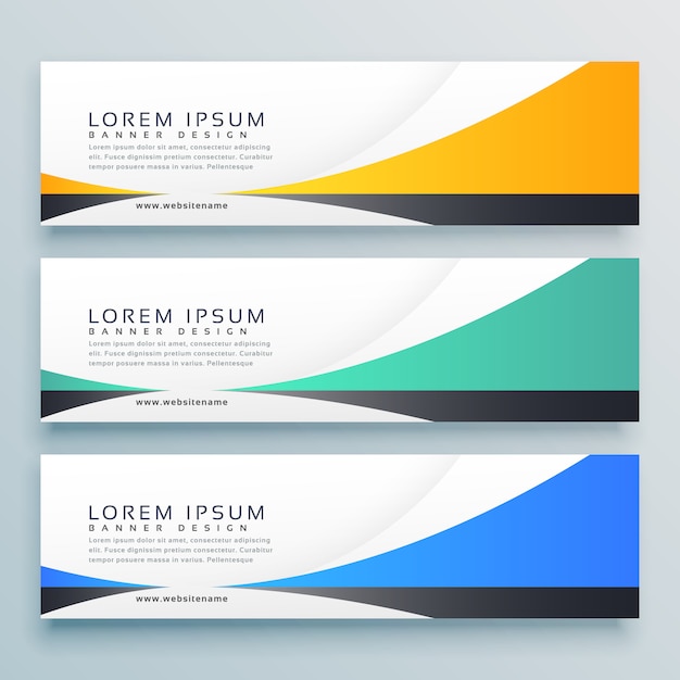 Free vector three horizontal banners header vector design