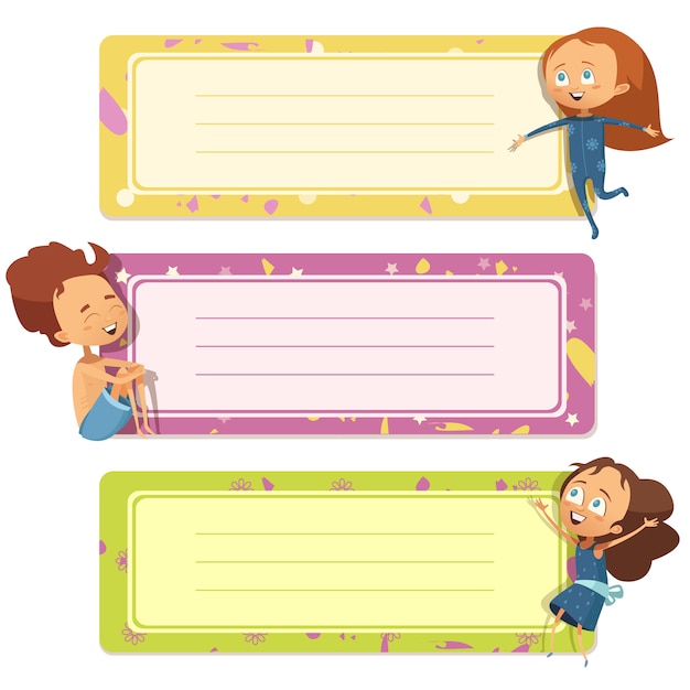 Three horizontal banners set for child notebook