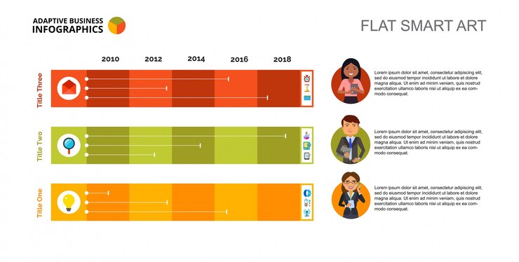 Free Vector three horizontal bar charts slide template