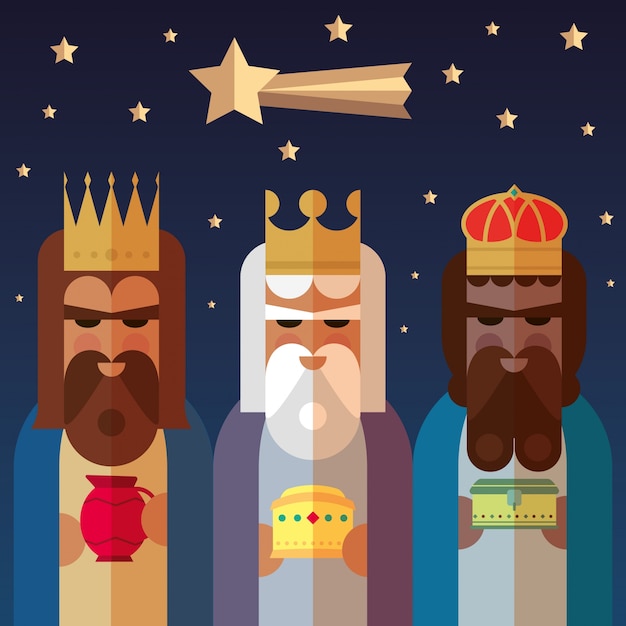 The three kings of orient. wise men illustration.