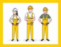 Free vector three laborers, illustration