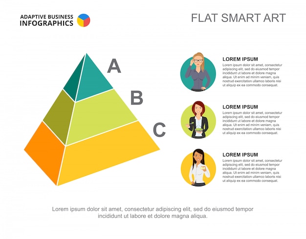 프리젠 테이션을위한 세 가지 수준의 피라미드 프로세스 차트 템플릿