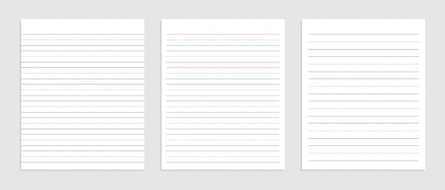 Three  line english paper sheet of notebook