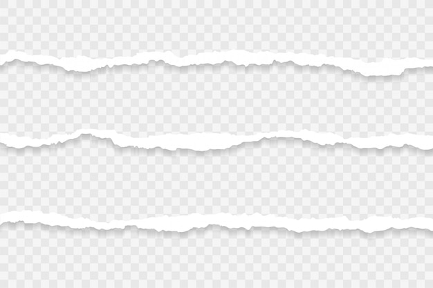 Three long piece of torn papers transparent background