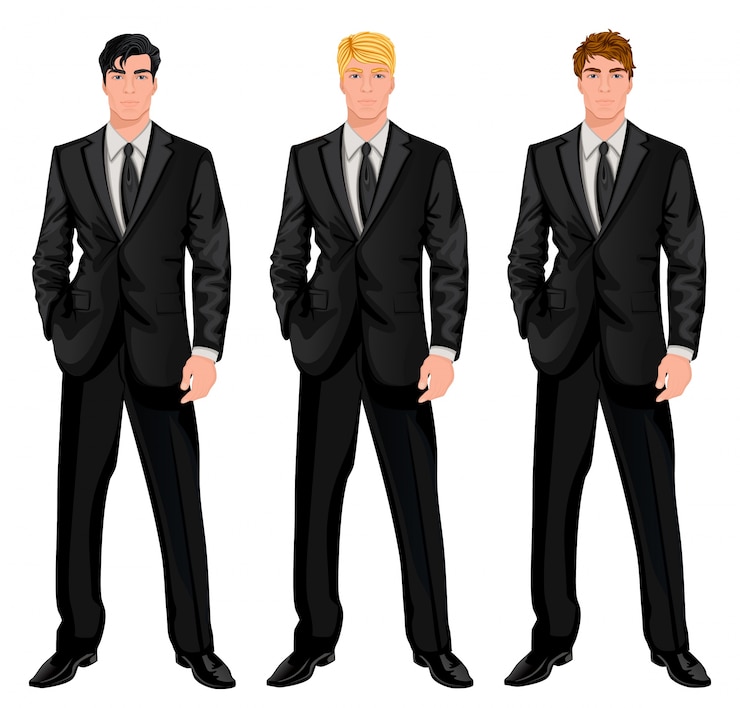 Free Vector three men in black suit