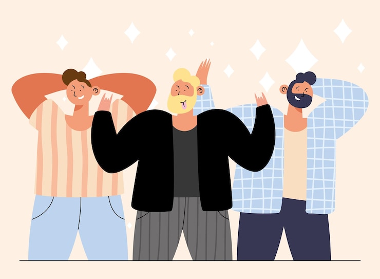 무료 Vector 세 남자 제스처 문자 그룹