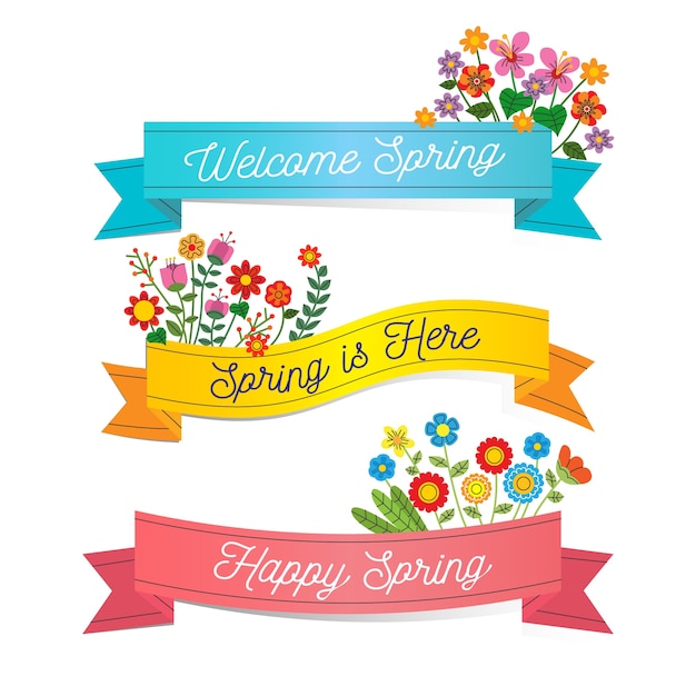 Free vector three modern spring labels