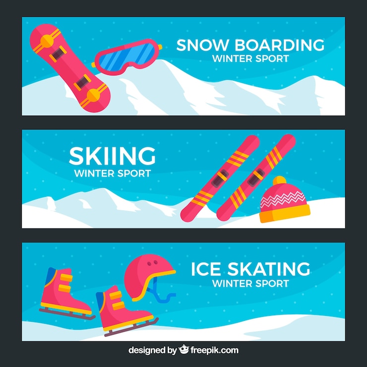 मुफ़्त वेक्टर three modern winter sport banners