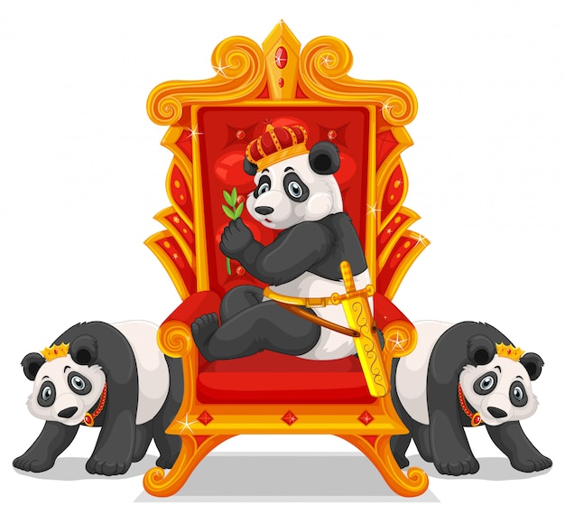 Free vector three pandas at the throne