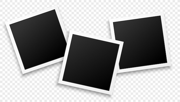 Three photo frames on transparent background 