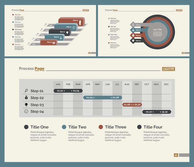 Free vector three planning slide templates set