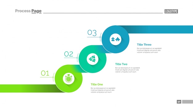Бесплатное векторное изображение Три шаблона слайдов прогрессивных шагов