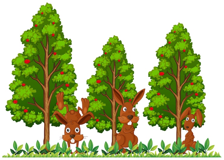 Free Vector three rabbits in the field