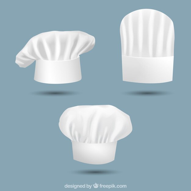 Three realistic chef hats