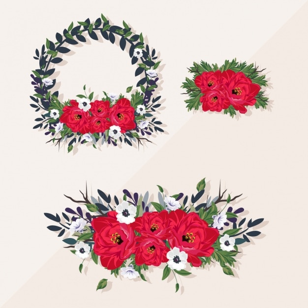 Free vector three romantic floral frames