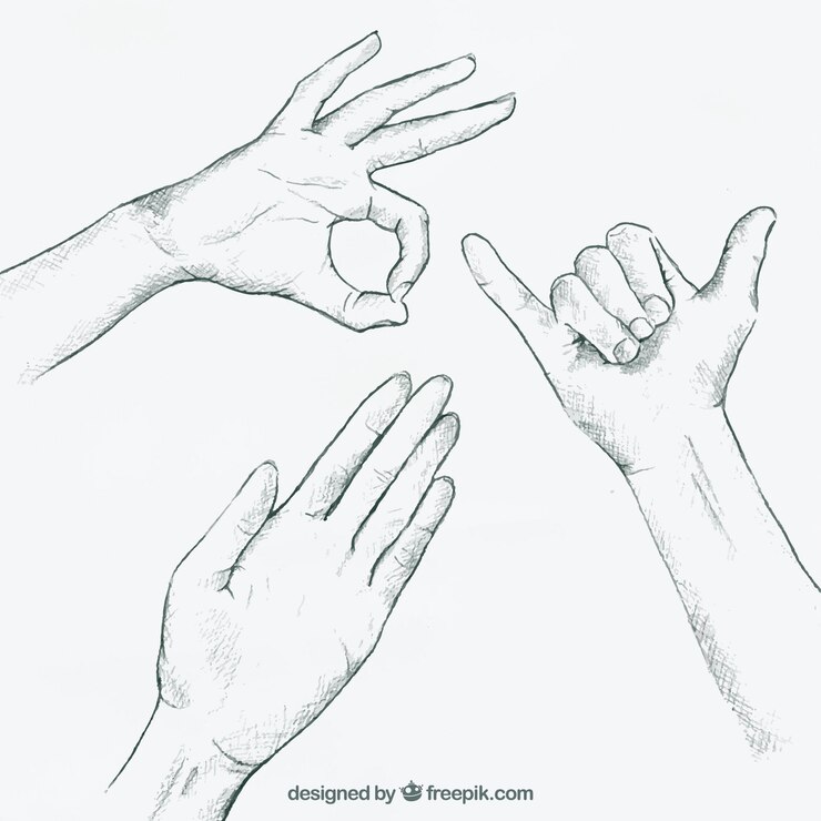 Free Vector three sign language gestures