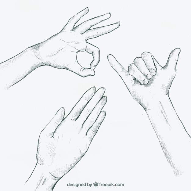 Three sign language gestures