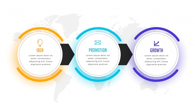 Three steps business infographic visualization template 