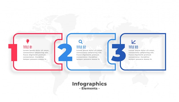 Vettore gratuito modello di presentazione di infographics di affari di tre passaggi