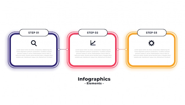 Три шага бизнес инфографики шаблон