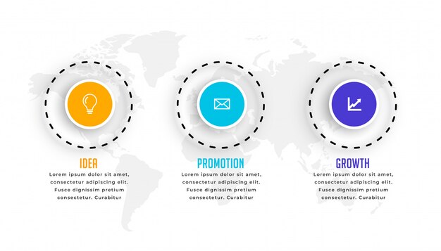 Three steps circular infographic template  in modern style