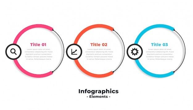 Three steps circular modern infographic template design