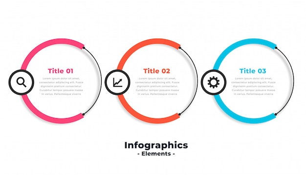 Progettazione infographic circolare moderna del modello di tre punti