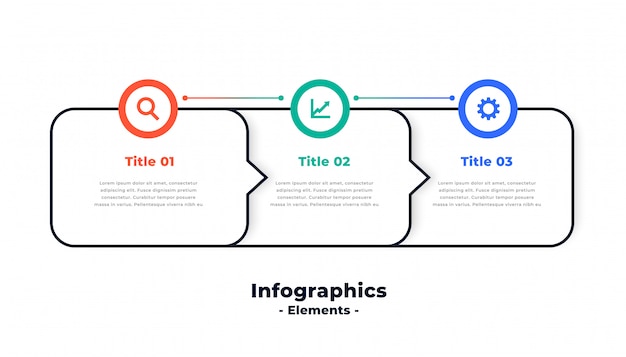 Three steps modern directional infographic template design