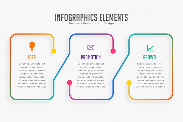 세 단계 현대 infographic 템플릿