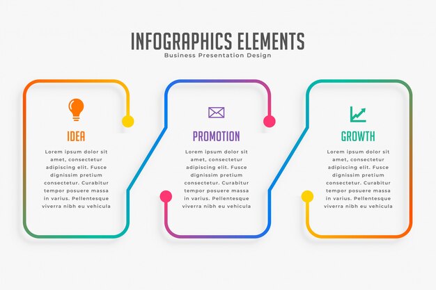 세 단계 현대 infographic 템플릿