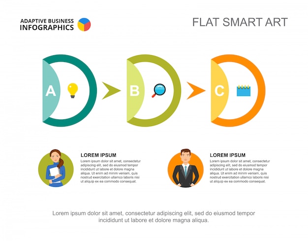 Three steps workflow process chart template for presentation. business data.