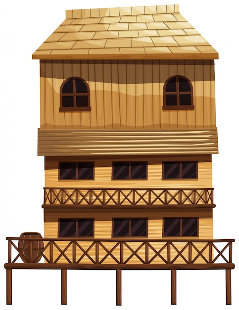 Free vector three storey house made of wood